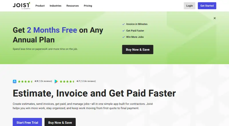 The Joist homepage