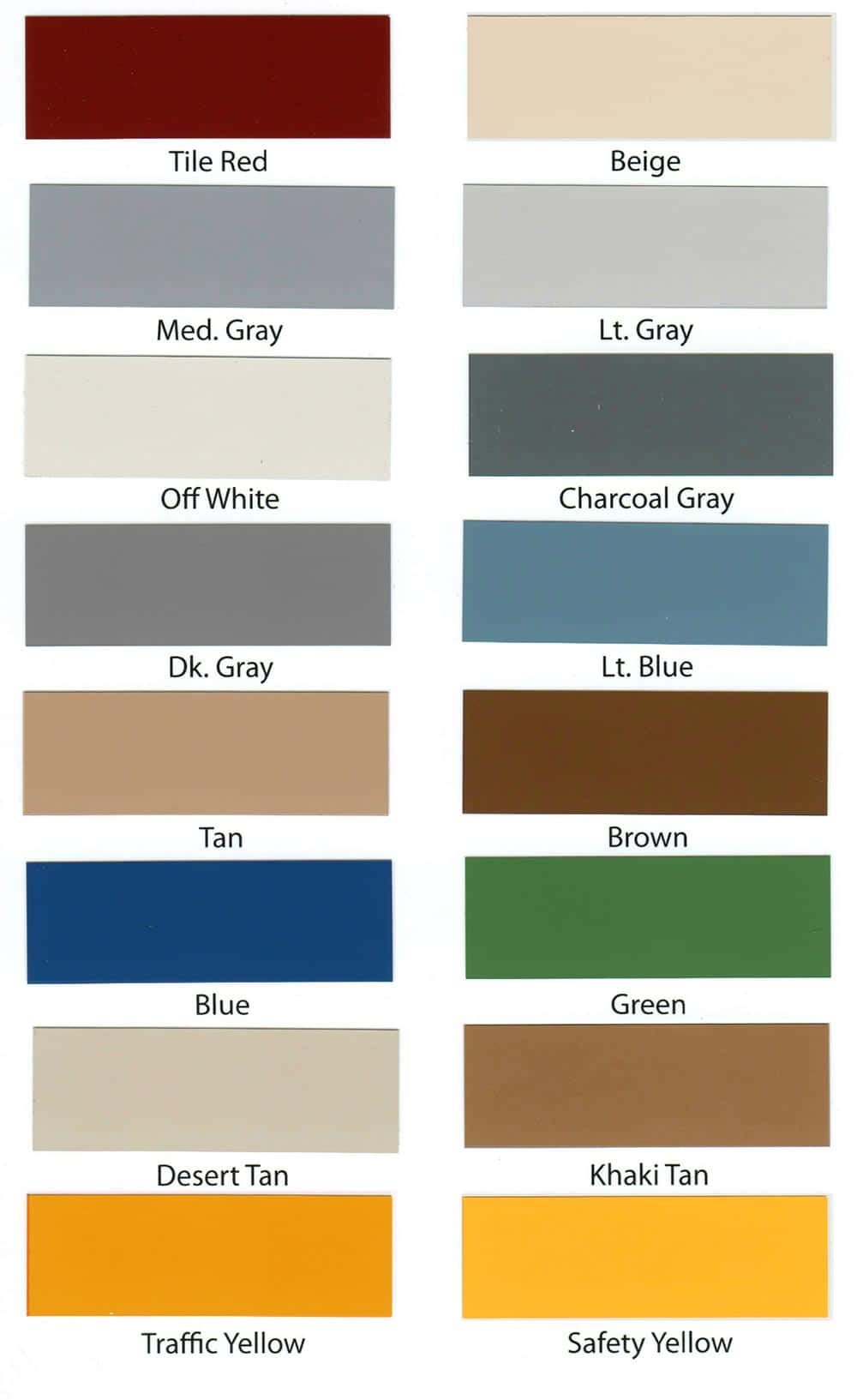 Richards Paint Color Chart