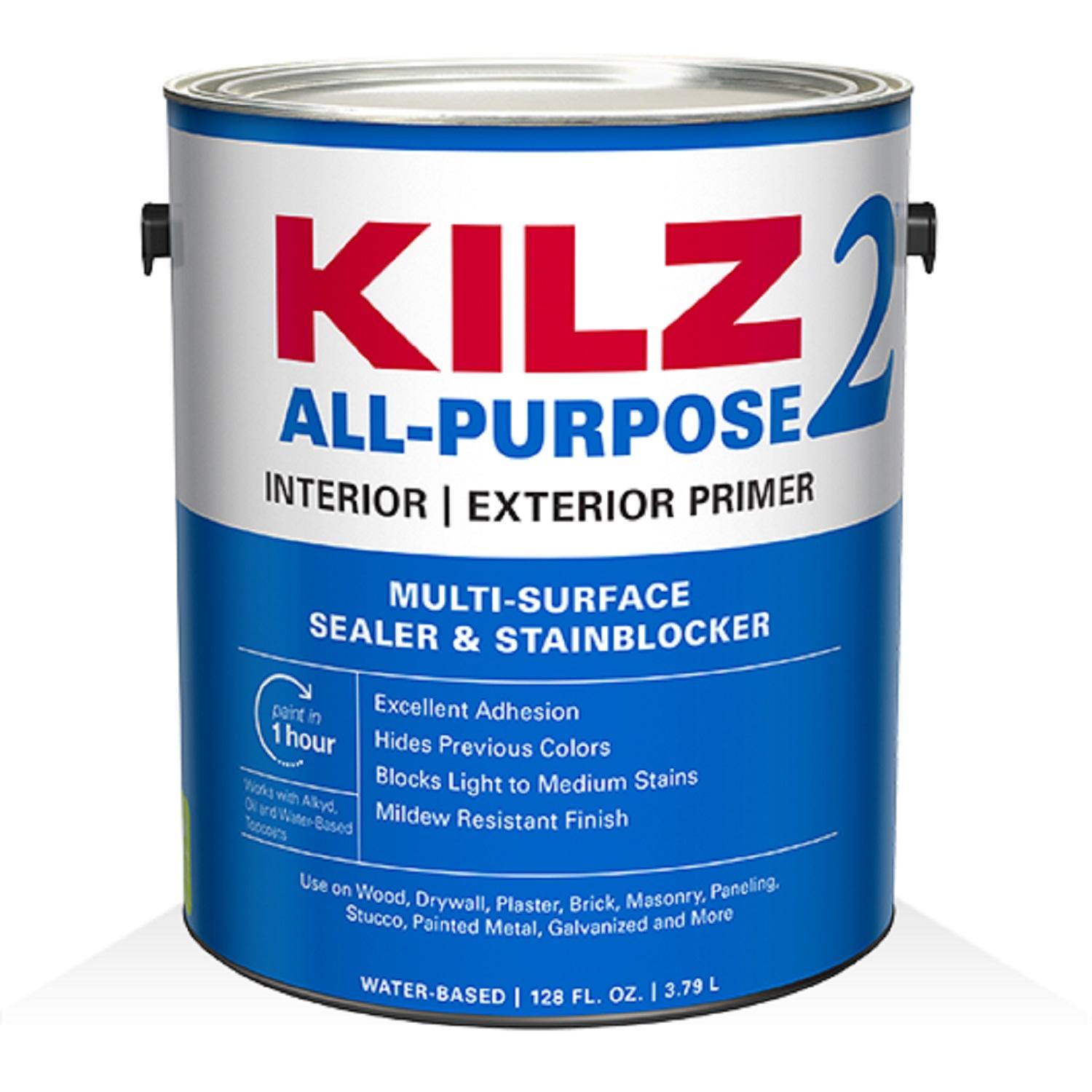 KILZ 2 Multi-Surface Stain Blocking Interior/Exterior Latex Primer/Sealer, White, 1 quart