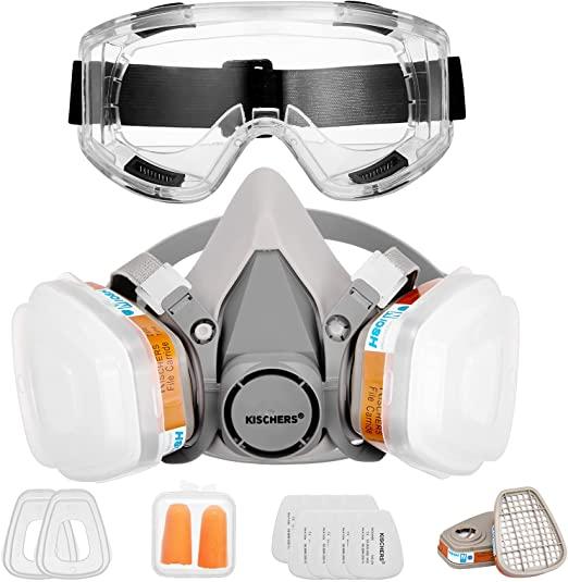 KISCHERS Reusable Half Facepiece and Anti-Fog Safety Goggles