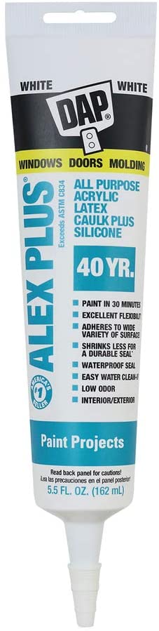 Dap 18128 Alex Plus Acrylic Latex Caulk Plus Silicone 5.5-Ounce